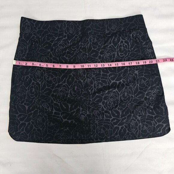 ORVIS Black Rose Embossed Print Mesh Inner Shorts Pull-On Travel Skort Size L - Picture 14 of 15